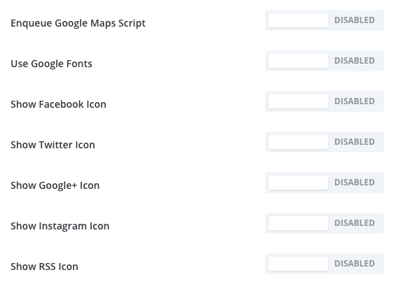Divi Theme Options turn off the google fonts and social icons